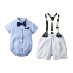 Baby Boy Suit Gentleman Harley Suit Short Sleeved 2 Pcs Sets