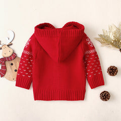 Ins Hooded Knitted Cartoon Baby Sweater Coat