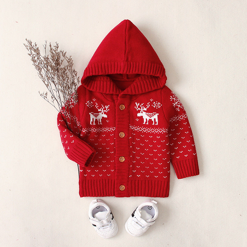 Ins Hooded Knitted Cartoon Baby Sweater Coat