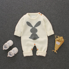 Baby Boy Girl Knitted Rabbit Jumpsuits Trending Sweaters Rompers