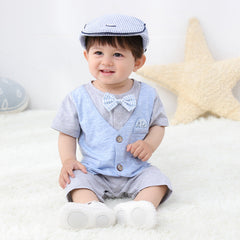 Baby Boy Gentleman Short Sleeved Crawl Suit 2 Pcs Set