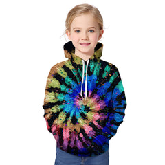 Kid Boys Girls Trend Tie-dye 3D Digital Print Round Collar T-shirt