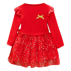 Girls Dress Autumn Fluffy Tops Net Yarn Princess Dress  0-6 Years