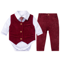 Baby Boys Suits Vest Hat Formal Outfit Party Formal Set 3 Pcs