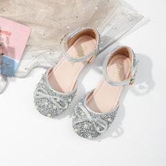 Girls' New Baotou Flat Shoes Rhinestone Sandals Shoes