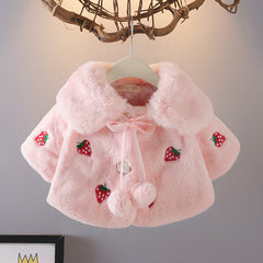 Baby Girl Cape Plush Fur Shawl Coat