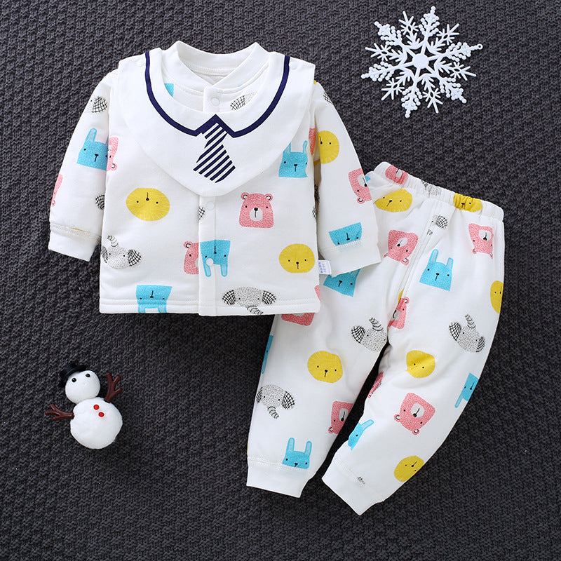 Baby Boy Girl Suit Clip Cotton-padded Infant 2 Pcs Sets