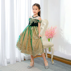 Kid Girl Off Shoulder Summer Frozen 2 Princess Dress