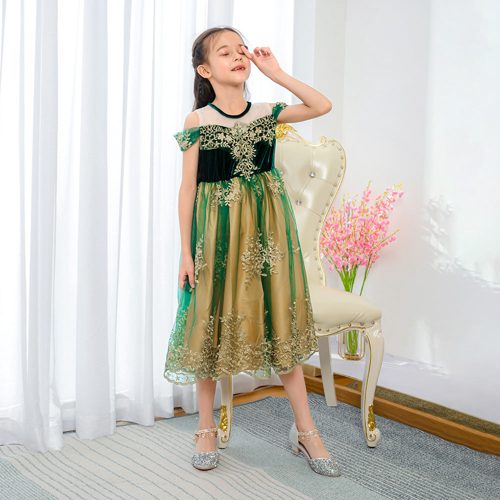 Kid Girl Off Shoulder Summer Frozen 2 Princess Dress