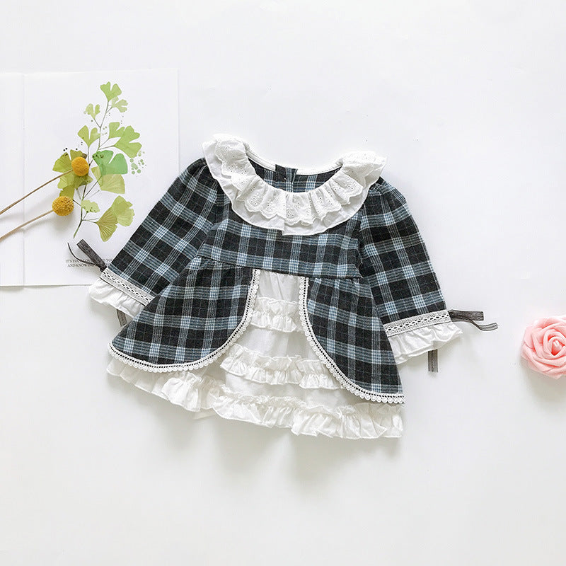 Girl Lolita Skirt Autumn Dress Court Wind Dress 3M-3Y