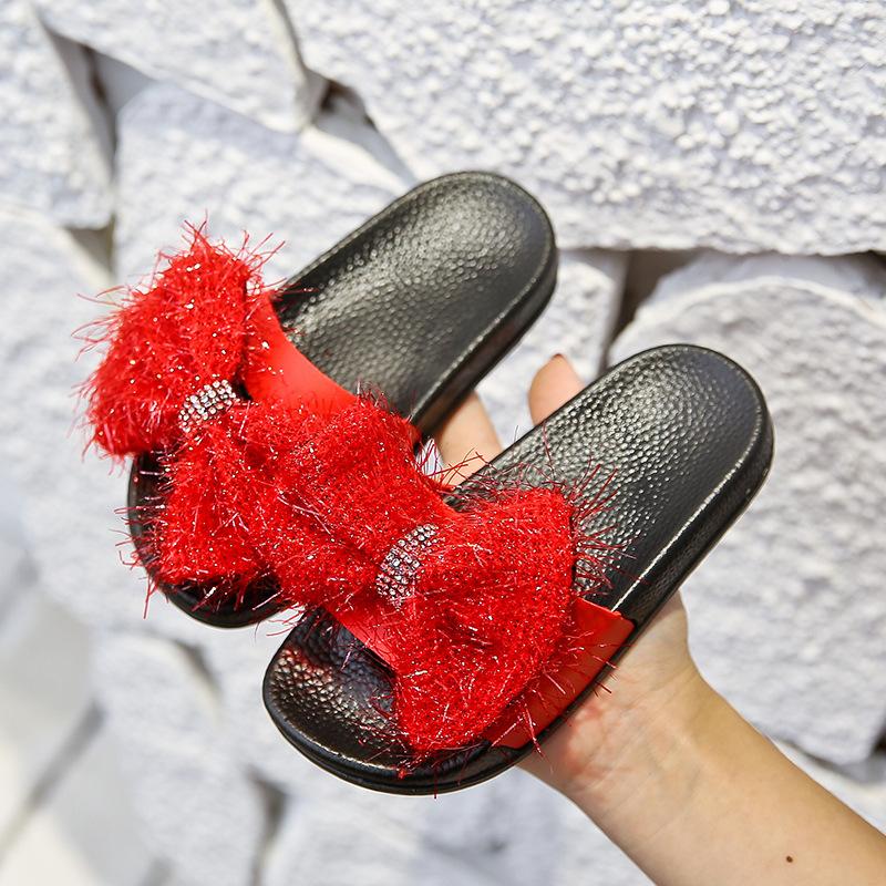 Girl Princess Fashion Bow Flip-flops with Non-slip Soft Base Shoes