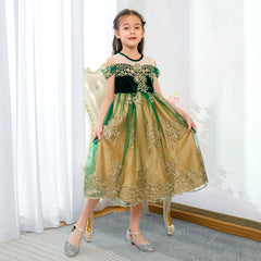 Kid Baby Girls Shoulder Princess Frozen Dress
