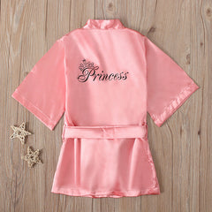 Kid Baby Girls Solid Letter Printing Bandage Bathrobe Sleepwear Pajamas
