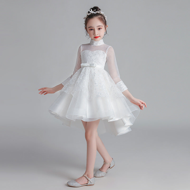 Girl Princess Girl Fluffy Yarn Korean Long Sleeve Dress 3-12 Years