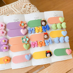 Baby Girl Cute Acrylic Cartoon Flower Ornament Hairband Clips 5 Packs