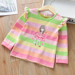 Fashion Girls Striped Cotton Print Top T-shirt 2-6 Years