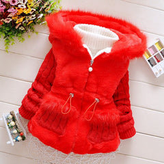 Girl Cotton Padded Wintereep Warm Thick Hooded Zipper Outerwear 1-5Years