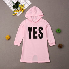 Autumn Causal Kids Girls Letter Print Sweatshirt Dress