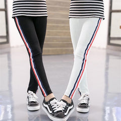 Girls Leggings Kids Pencil Pants Stripe Cotton Trousers