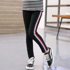 Girls Leggings Kids Pencil Pants Stripe Cotton Trousers