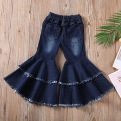 Fashion Girls Flared Trousers Jeans Bell-bottom Trousers Wide Leg Denim Pants