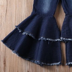 Fashion Girls Flared Trousers Jeans Bell-bottom Trousers Wide Leg Denim Pants