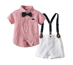 Gentleman Baby Boy Bow Tie Short Sleeve Shorts 2 Pcs Sets