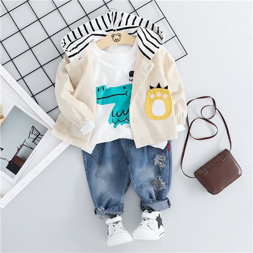 Baby Kids Boys Tracksuits Sport Suit Casual Cartoon Tops+ Bottoms 3Pcs