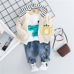 Baby Kids Boys Tracksuits Sport Suit Casual Cartoon Tops+ Bottoms 3Pcs