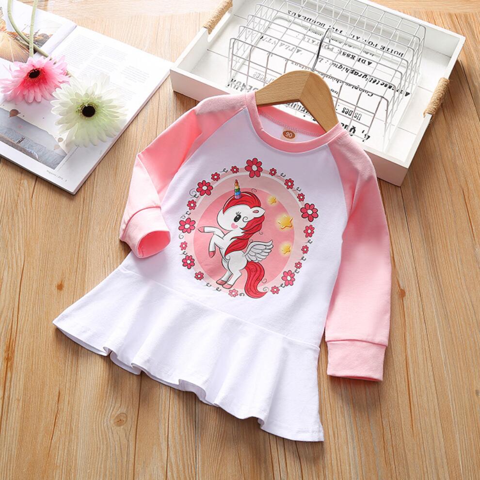 Girls Cute Unicorn Cartoon Casual Floral Cotton Shirts 2-6 Years