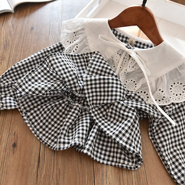 Autumn Girls Fashion Long Sleeve Plaid Cotton Blouses