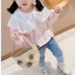Autumn Girls Fashion Long Sleeve Plaid Cotton Blouses