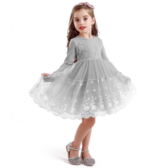 Autumn Winter Girls Princess Flower Ball Gown Party Dresses
