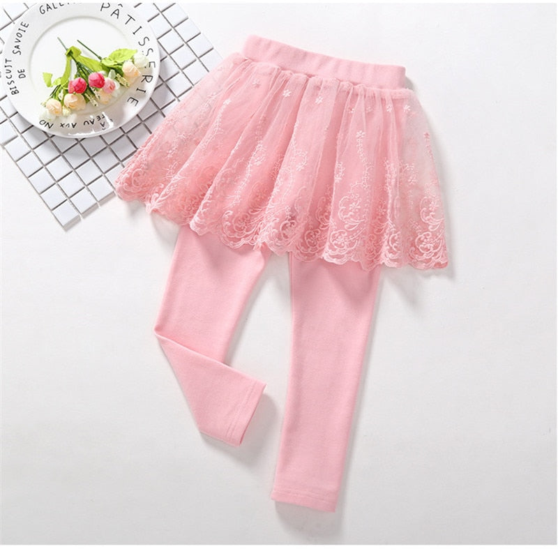 Girls Cotton Leggings Skirt-pants Slim Trousers