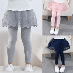 Girls Cotton Leggings Skirt-pants Slim Trousers