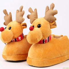 Fashion Unisex Plush Cotton Winter Slippers Winter Warm Christmas Shoes