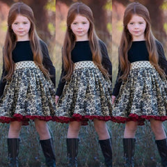 Girls Fashion Spring Ruffled Squares Apparel Casual Dress