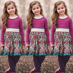 Girls Fashion Spring Ruffled Squares Apparel Casual Dress
