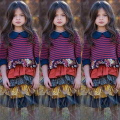 Girls Fashion Spring Ruffled Squares Apparel Casual Dress