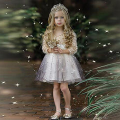Girls Fashion Dress Shiny Sequin Princess Party Evening Tutu Dress 3-12 Years
