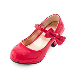 Girl Leather Dance Party Bow High-heeled Fashion Shoes