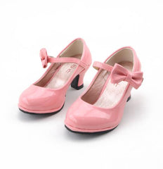 Girl Leather Dance Party Bow High-heeled Fashion Shoes