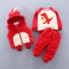 Baby Clothing Sets Casual Winter Cartoon Thick Warm 3Pcs Outfits