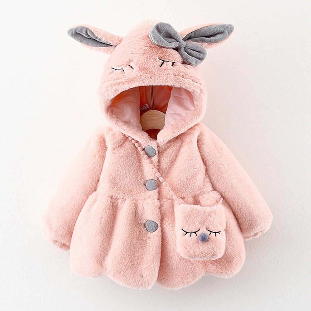 Winter Girls Warm Velvet Faux Fur Jacket Hooded Thicken Coat