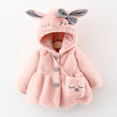 Winter Girls Warm Velvet Faux Fur Jacket Hooded Thicken Coat