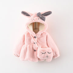 Winter Girls Warm Velvet Faux Fur Jacket Hooded Thicken Coat