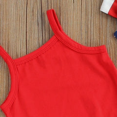 Baby Girl Independence Day Sleeve Solid Romper Striped Sets