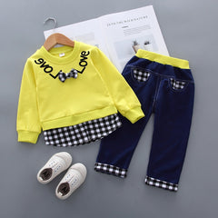 Baby Boy Girl Suit Fashionable Long Sleeve Ripped Sets 2 Pcs