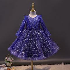 Kid Girl Christmas Performance Sequin Starry Sky New Dresses