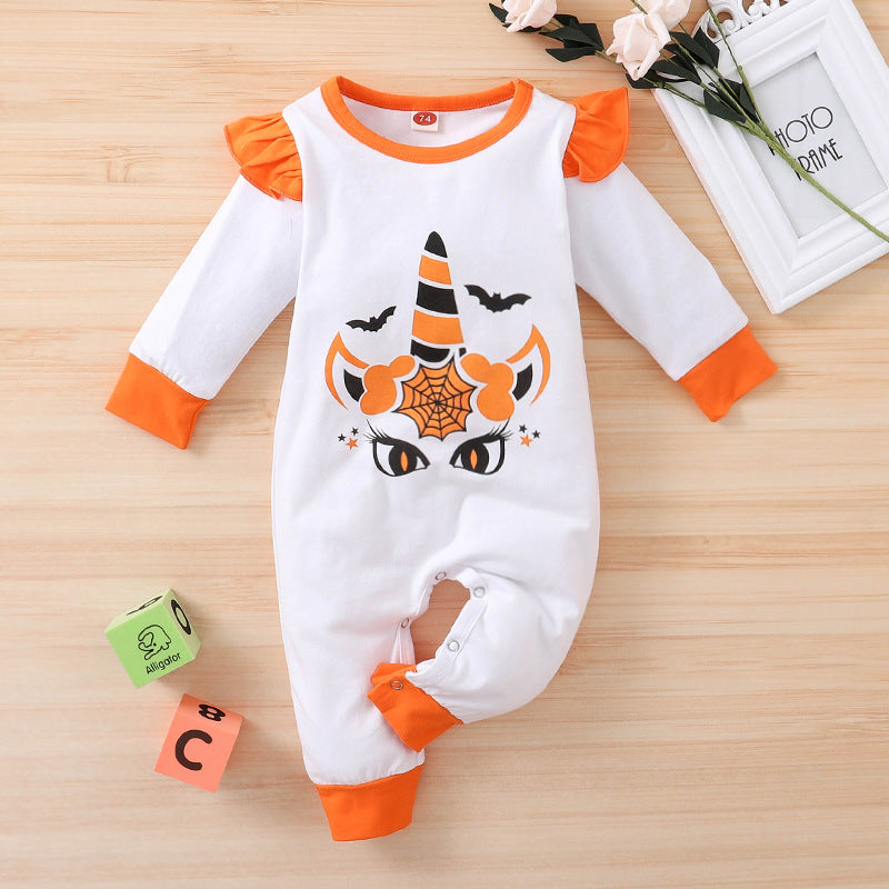 0-24M Baby One-piece Harley Long-sleeved Halloween Rompers